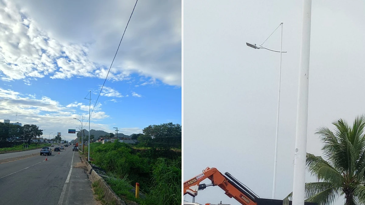 Postes instalados na Avenida Mestre Álvaro