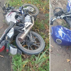Acidente aconteceu na zona rural do município; a outra motocicleta envolvida era pilotada pelo irmão da vítima, que buscou socorro para o jovem