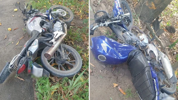 Acidente aconteceu na zona rural do município; a outra motocicleta envolvida era pilotada pelo irmão da vítima, que buscou socorro para o jovem