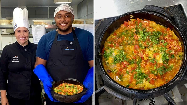 Ramon Santos aprendeu a preparar a tradicional moqueca capixaba e realizou um tour pelo Hotel Senac Ilha do Boi