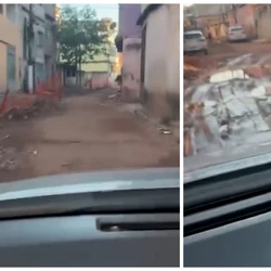 Problema estaria ocorrendo devido à paralisação da construção de rede de macrodrenagem, segundo moradores. Prefeitura nega que obra esteja parada