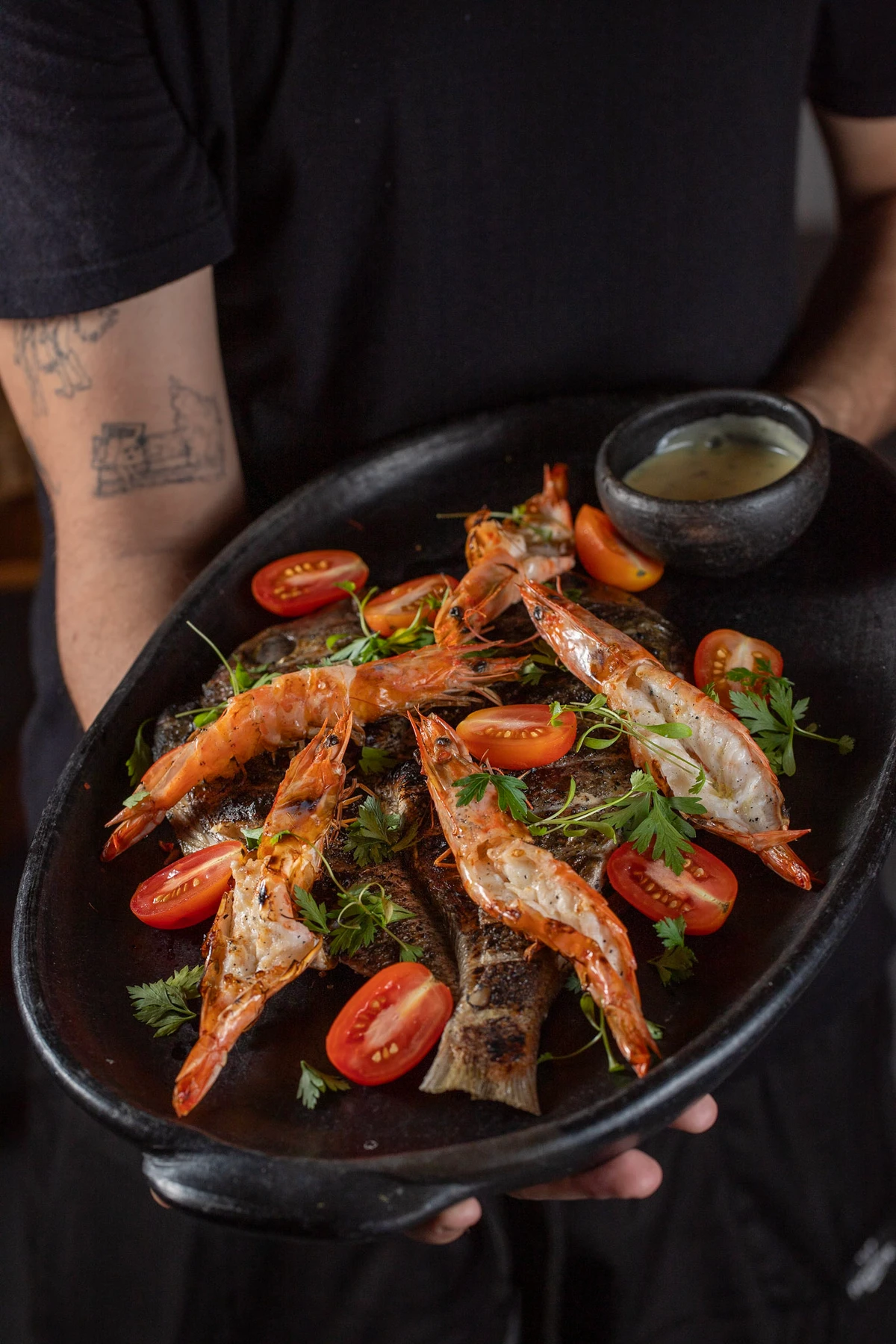 Prato do restaurante Pirá Cozinha de Origem, em Anchieta