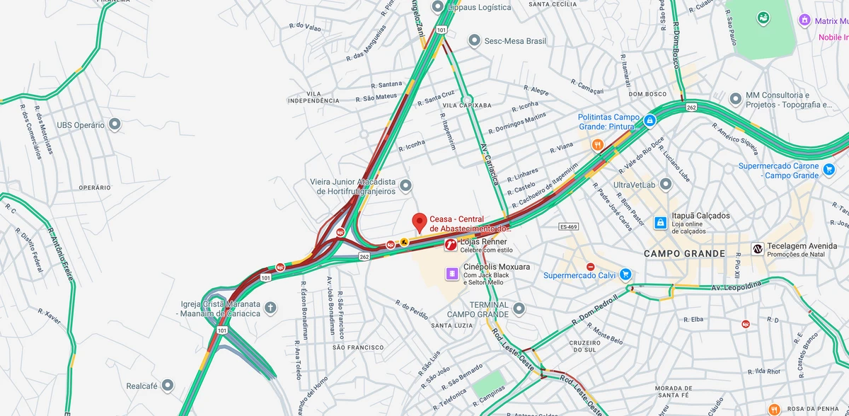 Aplicativos de trânsito mostravam fluxo intenso em Cariacica
