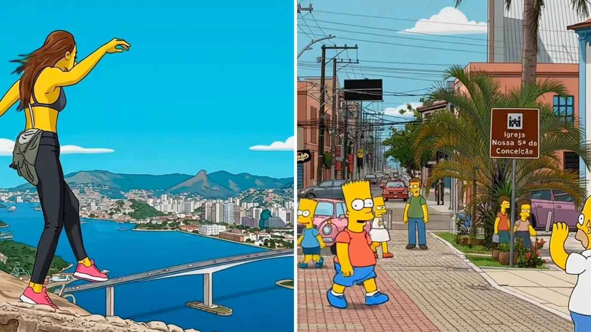 Capixaba Henrique Brook transforma paisagens do estado em versões inspiradas em Os Simpsons