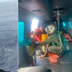 Aeronave pousou próximo a Cabo Frio; piloto, copiloto e seis passageiros foram resgatados pela Marinha e levados para atendimento médico
