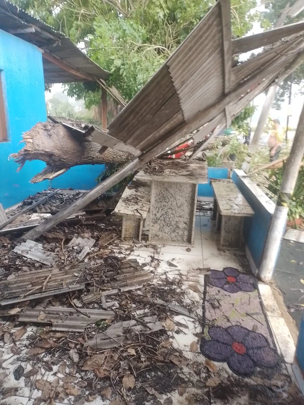 Casa é destelhada em São Domingos