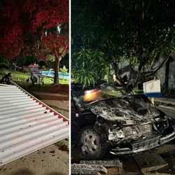 Condutor disse que sua intenção, ao desligar o carro, era aproveitar a velocidade adquirida na descida, mas a direção do veículo travou; ele e uma passageira do veículo ficaram feridos