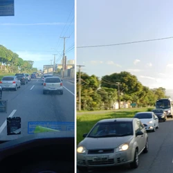 Ela foi atingida por uma moto – ocupada por um casal, que sofreu escoriações – e acabou também atingida por um carro; trânsito ficou congestionado