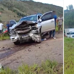 Batida frontal ocorreu na localidade de Água Limpa; condutor do Fiat Palio morreu no local e passageiro foi socorrido pelo Samu/192