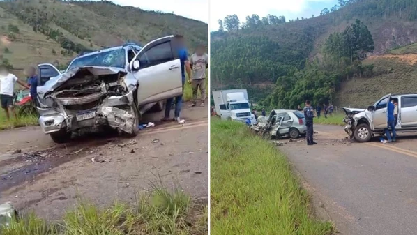 Batida frontal ocorreu na localidade de Água Limpa; condutor do Fiat Palio morreu no local e passageiro foi socorrido pelo Samu/192