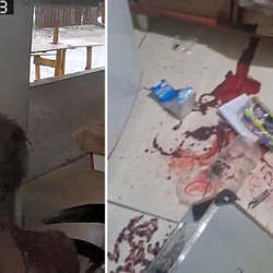 Homem de 58 anos acordou com cortes na cabeça e ensanguentado e disse não se recordar do ocorrido; Criminosos reviraram o estabelecimento e levaram o dinheiro do caixa