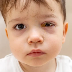 Os sintomas são vermelhidão, sensação de areia, coceira intensa, lacrimejamento, secreção esbranquiçada e sensibilidade à luz