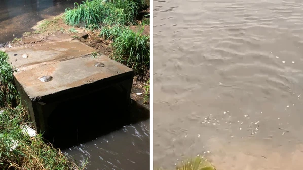 Há suspeita de que água lançada no mar possa estar contaminada por esgoto após obra de macrodrenagem; prefeitura afirma que investiga o problema