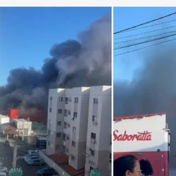 O fogo começou na tarde de quinta-feira (15) e uma nuvem de fumaça densa se formou e espalhou pela região