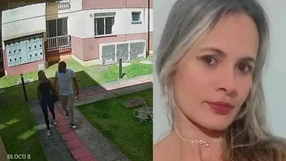 À esquerda, Exequiel e Josefa em imagens do condomínio do suspeito. À direita, a vítima