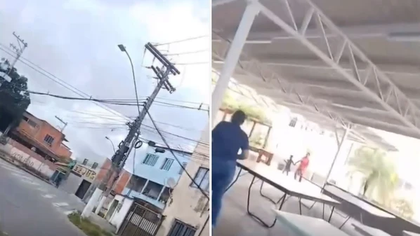 Um vídeo mostra o som dos disparos de arma de fogo e também o desespero das pessoas que estavam pela região