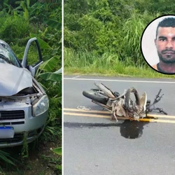 O motociclista Clebison Lopes dos Santos, de 27 anos, morreu na rodovia. Condutor do carro abandonou o veículo e não foi encontrado pela PM