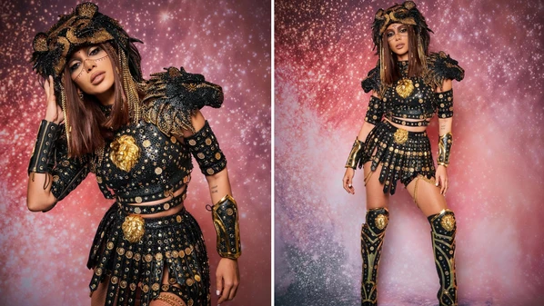 Figurino assinado por Mayari Jubini integra o projeto Cosmo e une moda, astrologia e artesanato de alta complexidade