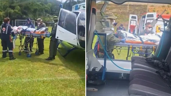 Ele foi transferido pela equipe aeromédica do Notaer para o Hospital Estadual Dr. Jayme Santos Neves — que fica na Serra e é referência no tratamento de pessoas queimadas