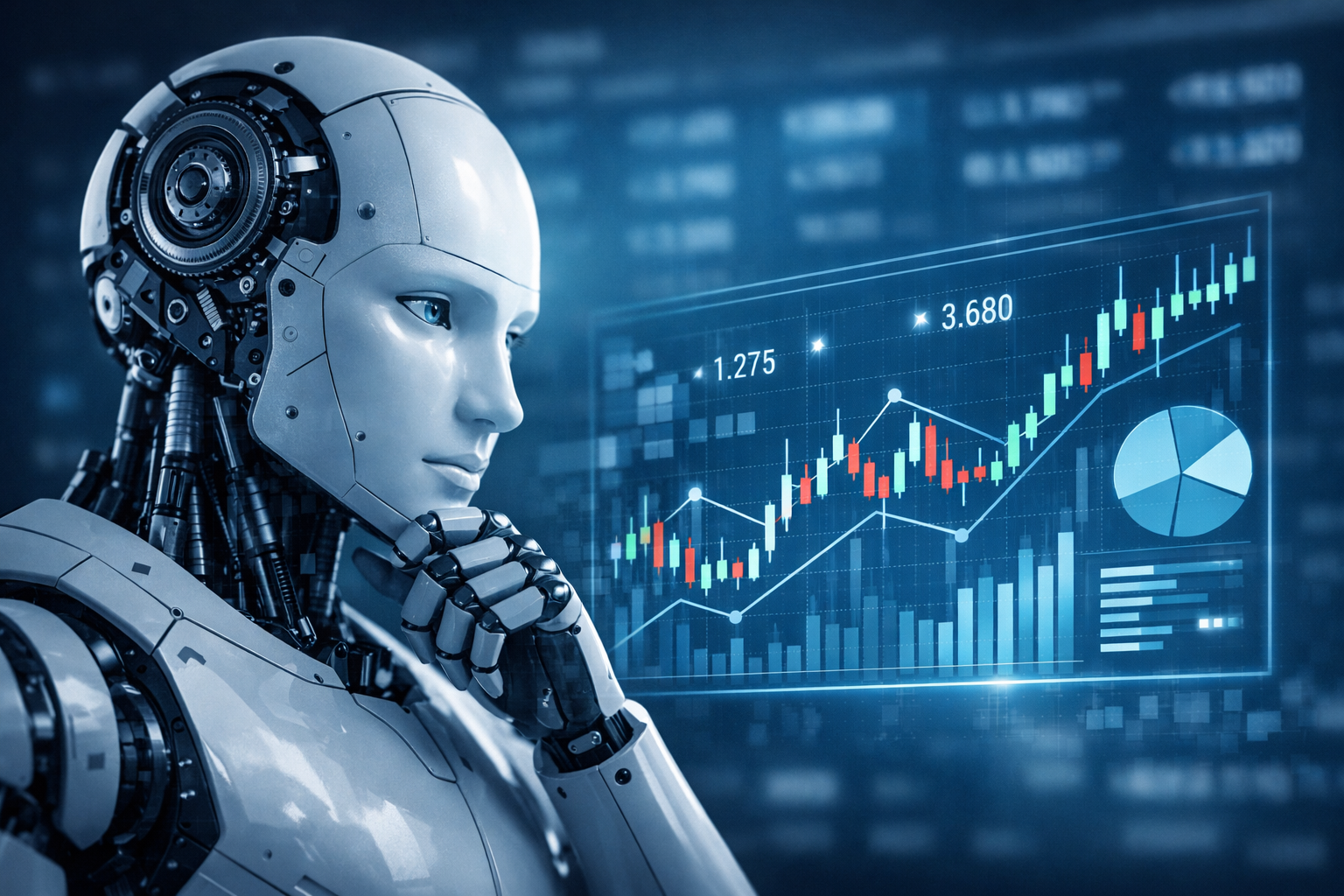 IA organiza dados e consensos do mercado, mas decisão final ainda exige análise humana. Crédito: Imagem gerada pelo ChatGPT