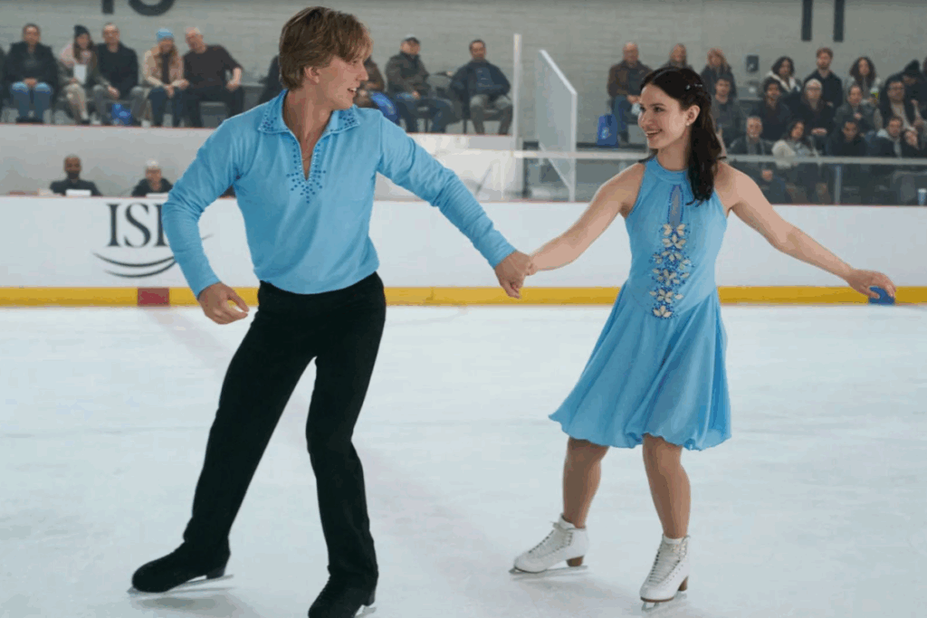 “Patinando no Amor” mostra uma patinadora dividida entre legado familiar, novo parceiro e sentimentos pelo ex na pista de gelo (Imagem: Reprodução digital | Netflix)