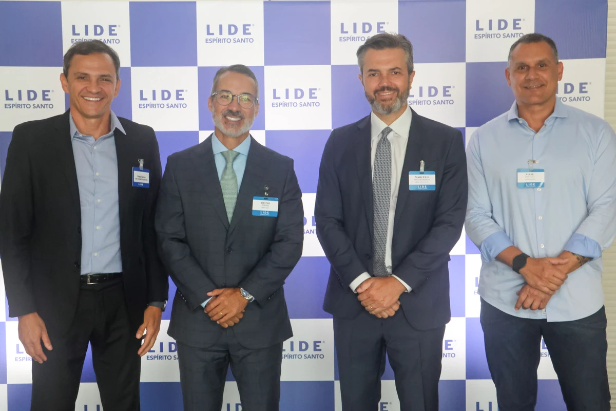  Thiago Santos, Bruno Pereira, Marcelo Melo Rodrigues e Niase Borjaille no almoço empresarial do LIDE ES, no Hotel Senac Ilha do Boi, com empresários e filiados do grupo