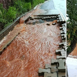 Chuva intensa atingiu vários bairros e causou danos em ruas e estradas; equipes da Defesa Civil atuam para minimizar os impactos
