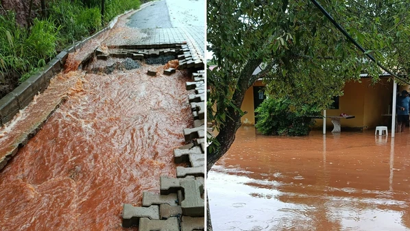 Chuva intensa atingiu vários bairros e causou danos em ruas e estradas; equipes da Defesa Civil atuam para minimizar os impactos