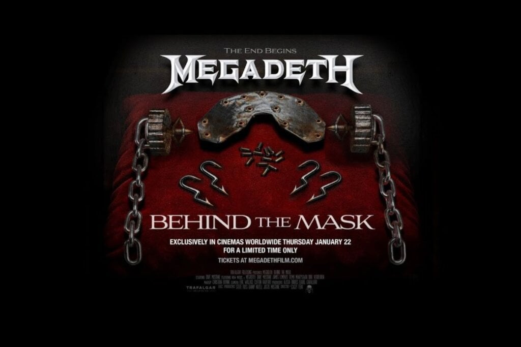 “Megadeth: Behind The Mask” compartilha história inéditas sobre o passado da banda norte-americana de thrash metal (Imagem: Reprodução digital | Trafalgar Releasing)