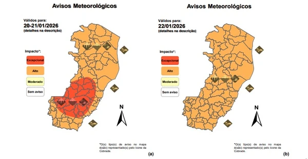 Espírito Santo em alerta para chuvas 