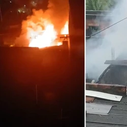 Morador dormia no momento do incêndio; após o fogo, Defesa Civil identificou risco estrutural causado por obra irregular