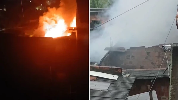 Morador dormia no momento do incêndio; após o fogo, Defesa Civil identificou risco estrutural causado por obra irregular