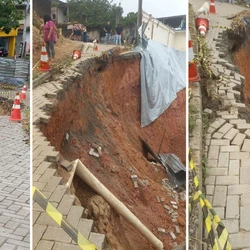 O município informou que servidores trabalham na criação de uma via alternativa para garantir o acesso da comunidade