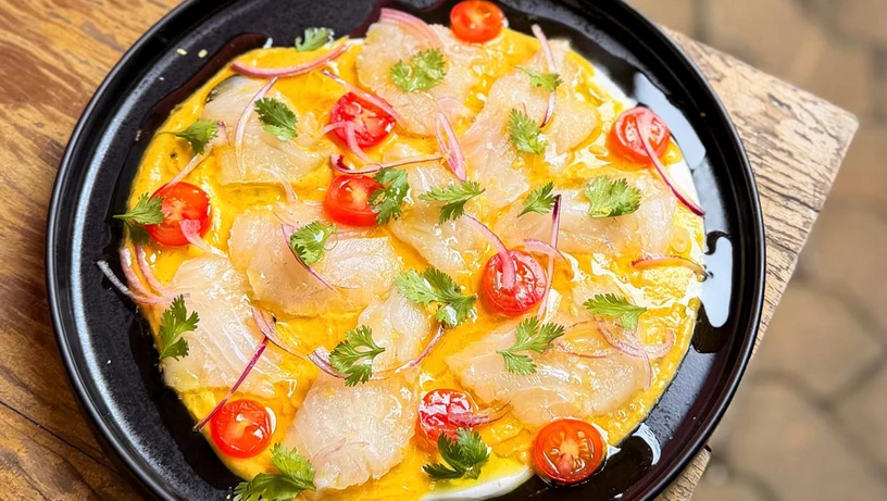 Crudo de peixe do restaurante Cafe Haus, em Santa Teresa