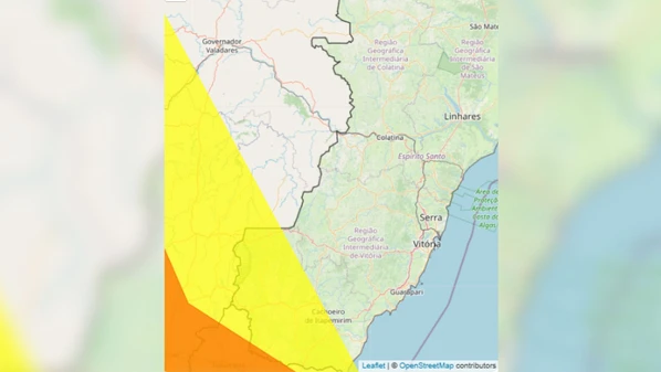 Inmet emitiu avisos amarelo e laranja para municípios capixabas, com previsão de chuva forte, ventos intensos e risco de alagamentos