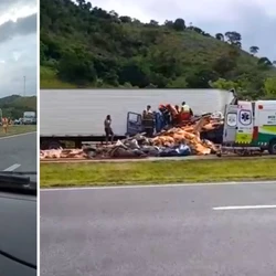 A vítima foi levada ao hospital com ferimentos de média gravidade; trânsito foi impactado no sentido Vitória