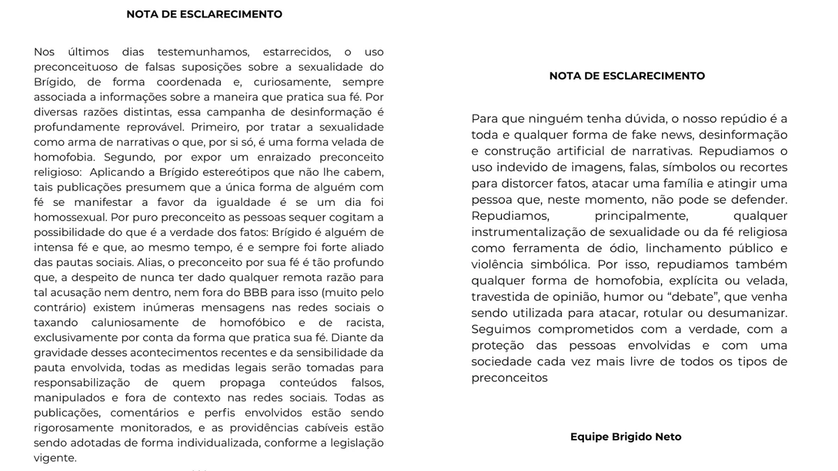 Equipe de Brigido repudia especulações de que ele teria namorado um homem