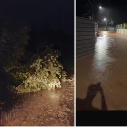 Segundo o município, foi registrado um acúmulo de 47 milímetros em cerca de 20 minutos de temporal com vento forte e raios