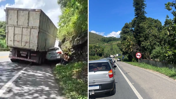 Batida envolveu três veículos, mas ninguém ficou ferido; Sentido norte da via, em direção a Vitória, ficou interditado e foi liberado por volta das 15h