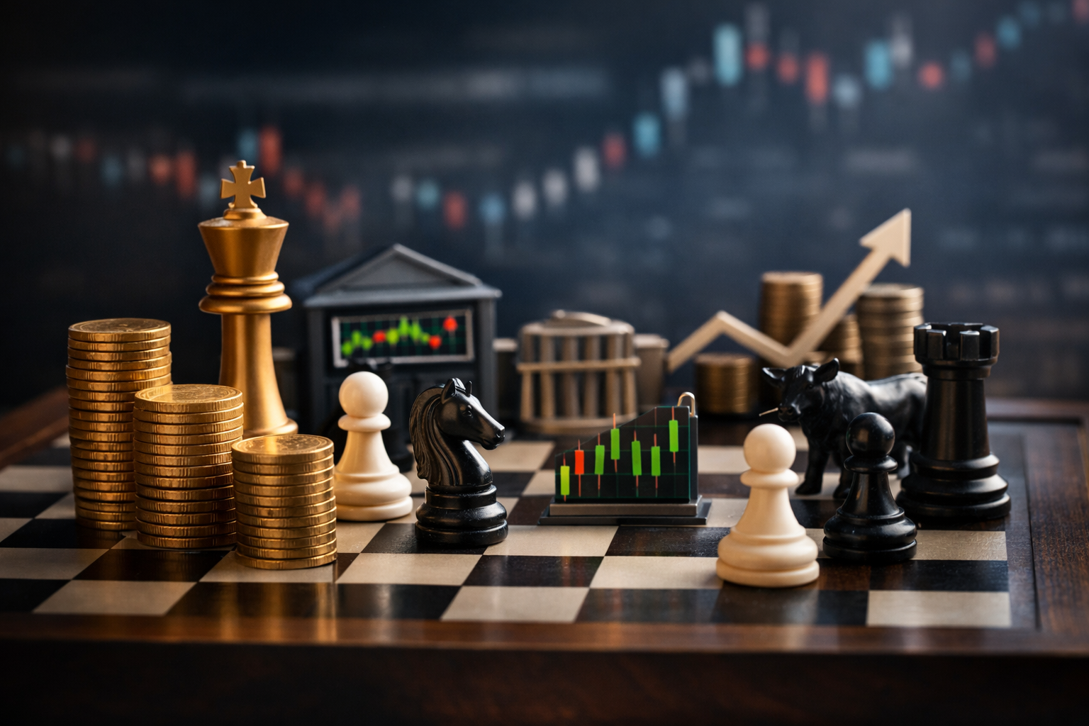 No mercado financeiro, como no xadrez, cada movimento exige estratégia. As opções entram no jogo como proteção e alavanca para quem sabe quando avançar e quando se defender. Crédito: Imagem gerada pelo ChatGPT