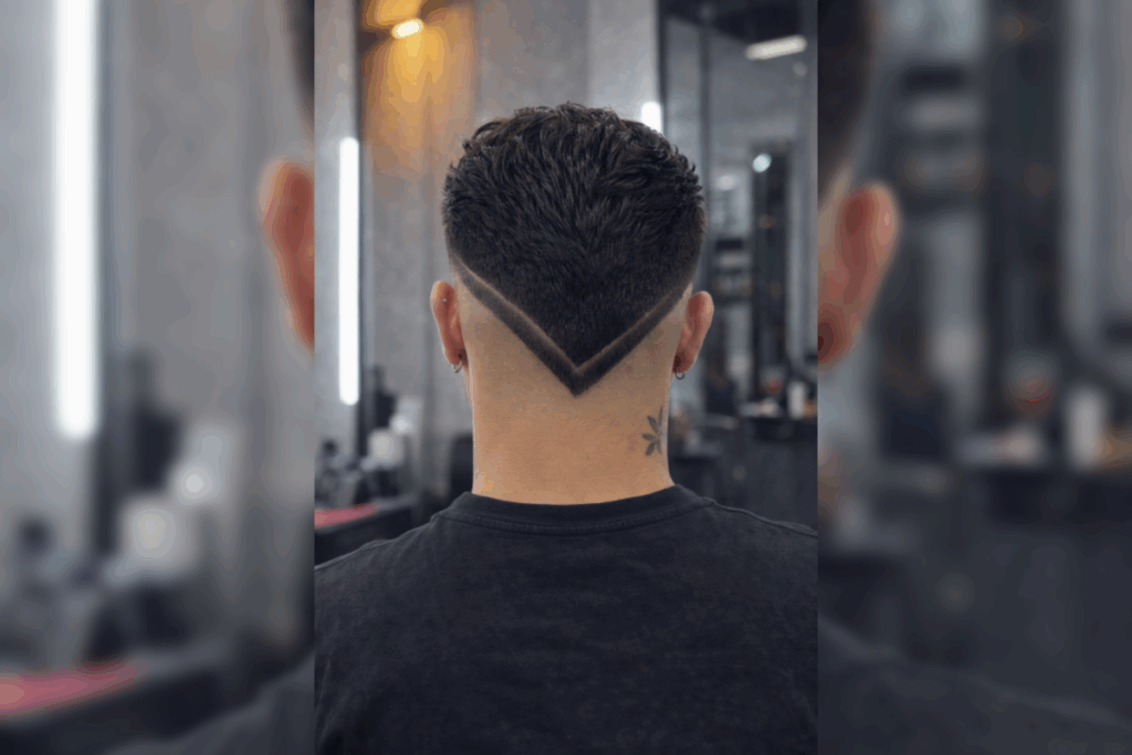 O corte “V atrás” valoriza o acabamento da nuca e adiciona personalidade ao visual masculino (Imagem: Divulgação Black Zone)