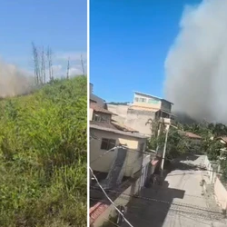 Corpo de Bombeiros informou que a ocorrência está em andamento e atua no combate às chamas