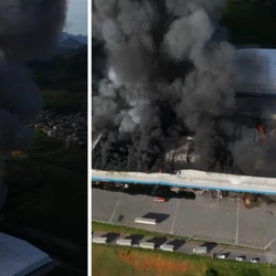 Cinco empresas estão instaladas no galpão que foi tomado pelas chamas na manhã deste sábado (7), entre elas a Ybera Group (de cosméticos) e a rede de supermercados BH