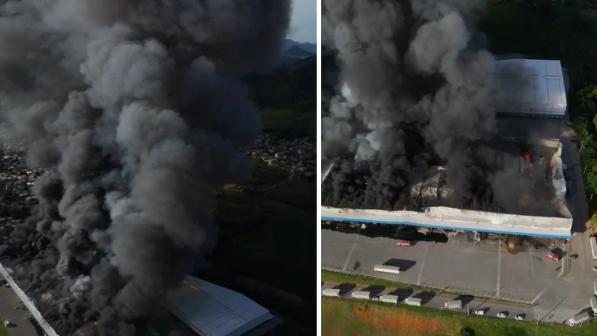 Incêndio atinge galpão em centro de logístico de Viana