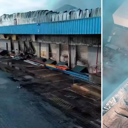 As chamas atingiram o galpão logístico na manhã de sábado (7) e, mais de 30 horas depois, Corpo de Bombeiros ainda está no local, apagando focos de incêndio