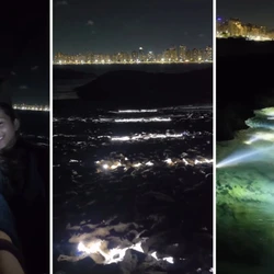 Gabriel Rocha levou a namorada de prancha até a Ilha de Itatiaia e montou todo um cenário iluminado, com direito a piscina natural noturna; vídeo ultrapassa os 2 milhões de visualizações
