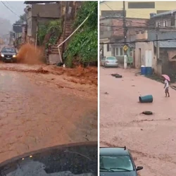 Defesa Civil registrou enxurrada em rua do bairro São Vicente e queda de outdoor próximo a passarela; acumulado chegou a 63,8 mm