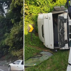Segundo a corporação, saqueadores tentaram levar produtos da carga e policiais usaram bala de borracha e gás lacrimogêneo para conter o tumulto
