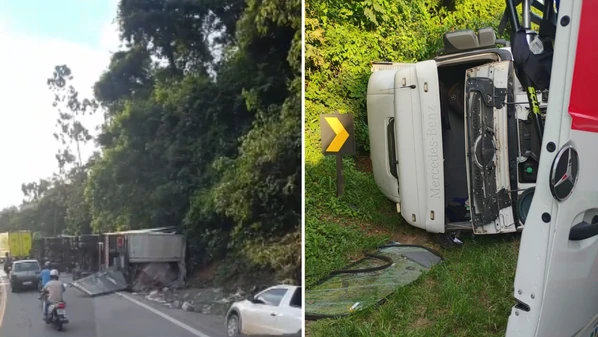 Segundo a corporação, saqueadores tentaram levar produtos da carga e policiais usaram bala de borracha e gás lacrimogêneo para conter o tumulto
