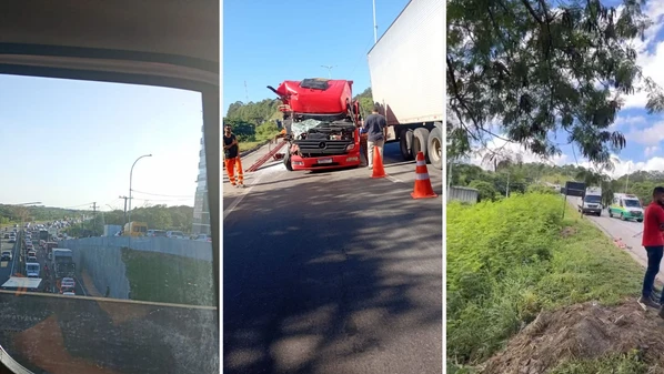 Colisões e engavetamento foram registrados na manhã desta sexta (13), na BR 101; trânsito ficou congestionado